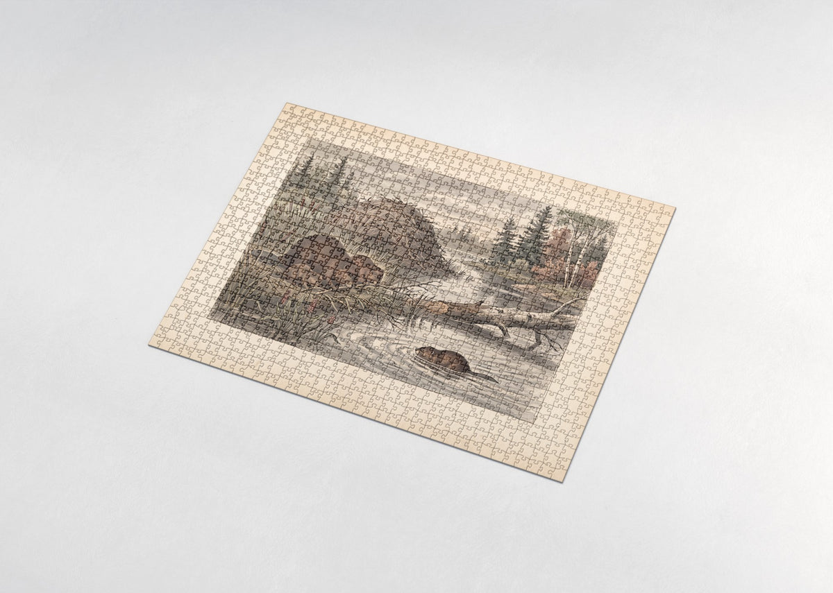 Beaver Family at the Pond jigsaw puzzle - assembled puzzle