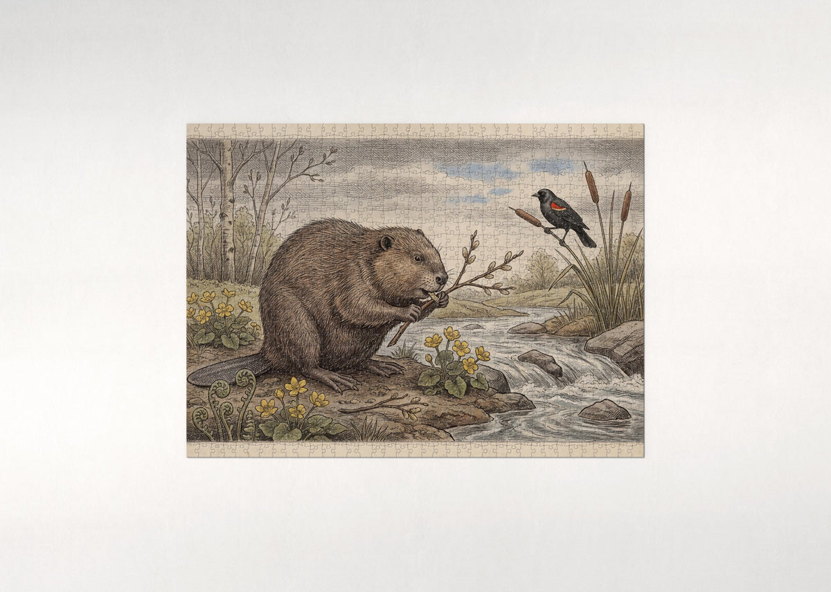 Beaver in the Spring Creek jigsaw puzzle - flat puzzle