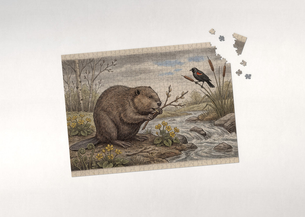 Beaver in the Spring Creek jigsaw puzzle - puzzle with loose pieces
