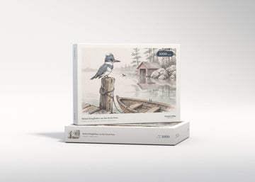 Belted Kingfisher on the Dock Post jigsaw puzzle - gift box