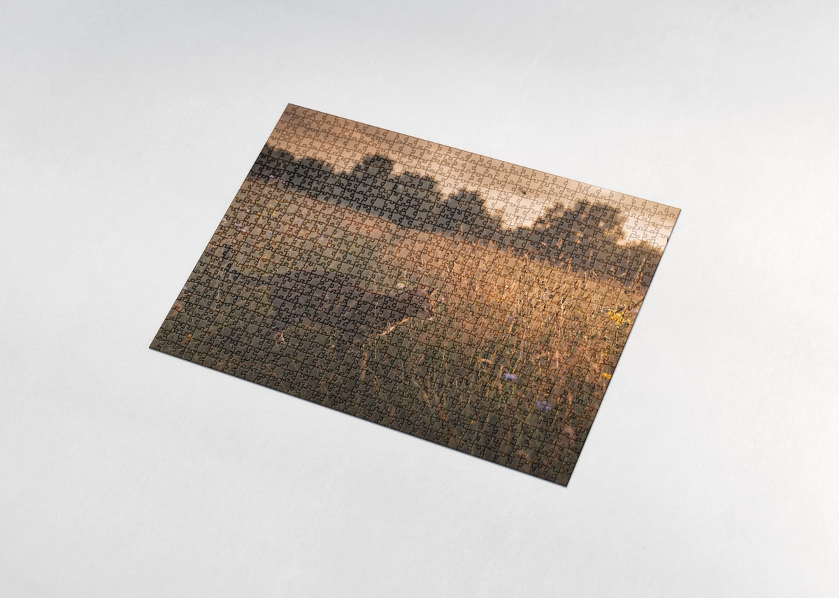 Bengal Cat In the Golden Grass at Dusk jigsaw puzzle - assembled puzzle