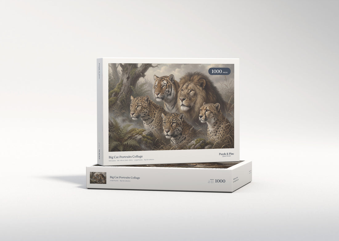 Big Cat Portraits Collage jigsaw puzzle - gift box