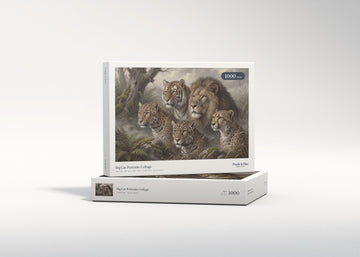 Big Cat Portraits Collage jigsaw puzzle - gift box