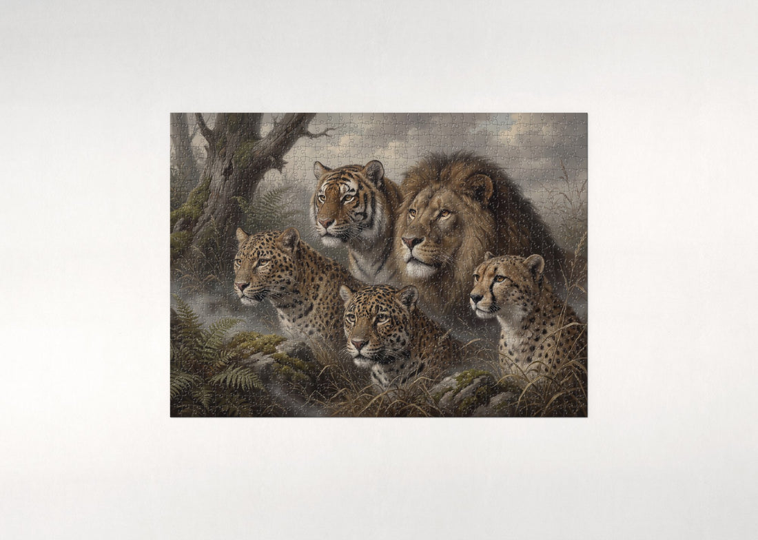 Big Cat Portraits Collage jigsaw puzzle - gift box