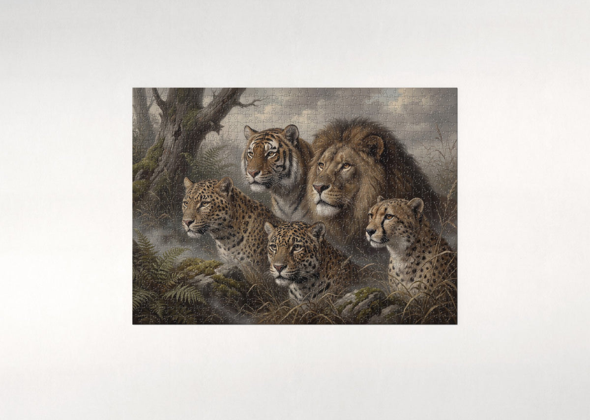 Big Cat Portraits Collage jigsaw puzzle - flat puzzle