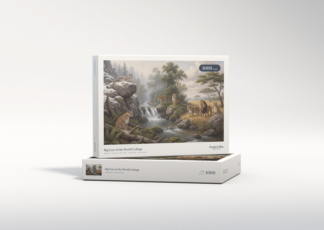 Big Cats of the World Collage jigsaw puzzle - gift box