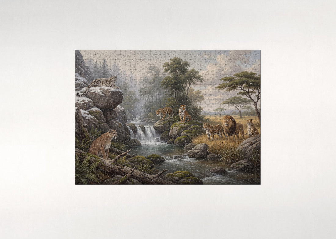Big Cats of the World Collage jigsaw puzzle - gift box