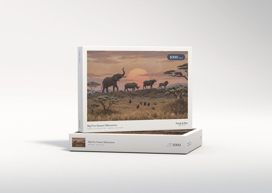 Big Five Sunset Silhouettes jigsaw puzzle - gift box