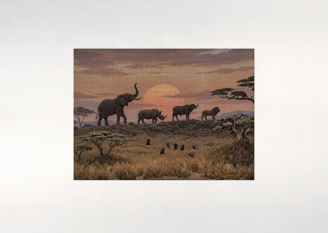 Big Five Sunset Silhouettes jigsaw puzzle - gift box