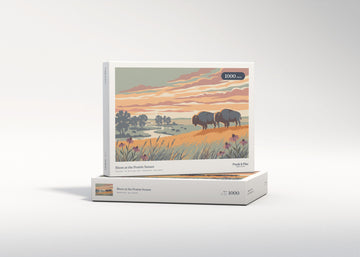 Bison at the Prairie Sunset jigsaw puzzle - gift box
