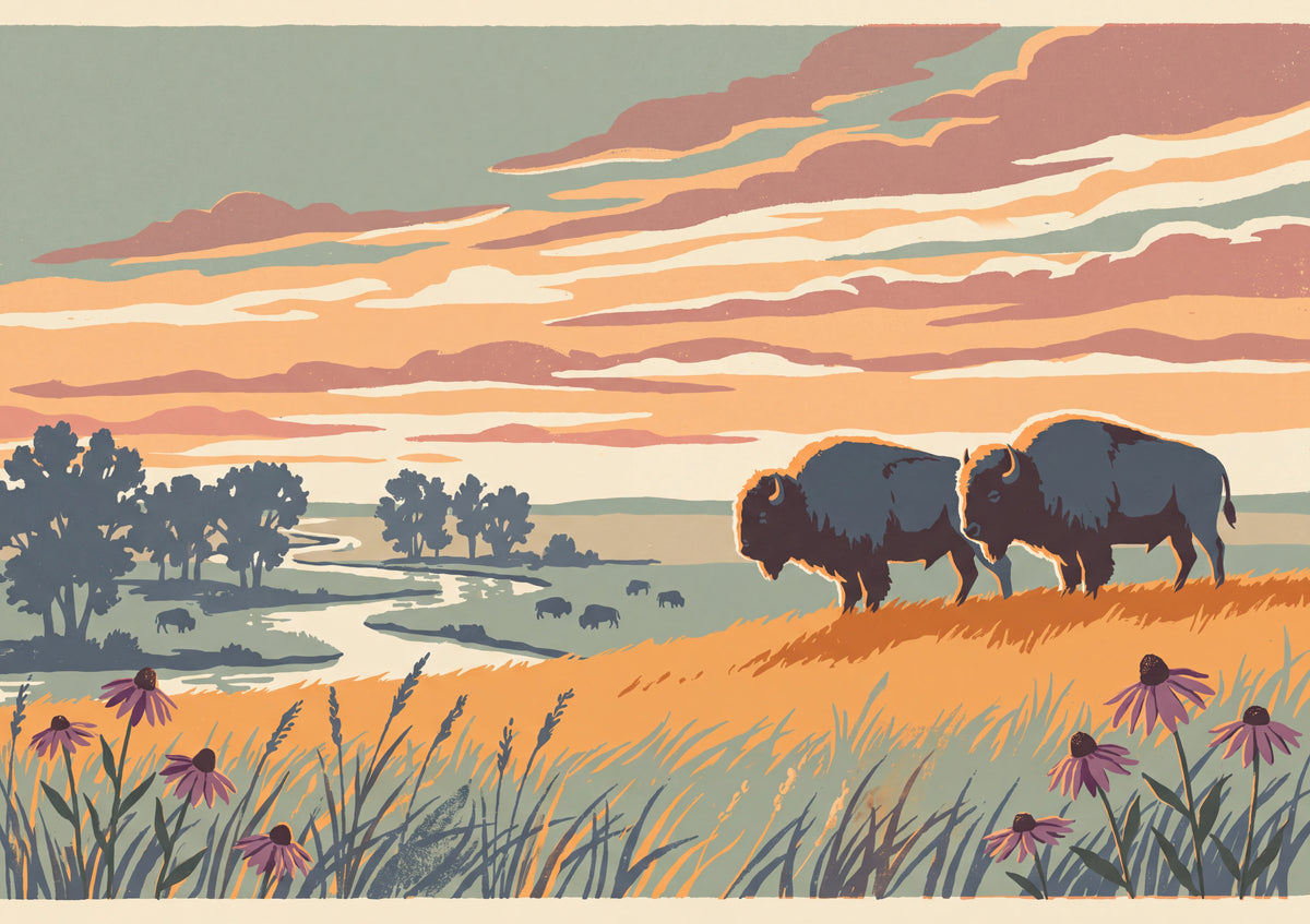 Bison at the Prairie Sunset jigsaw puzzle