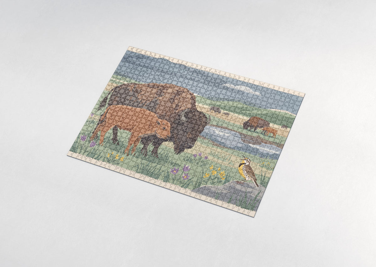 Bison Calf in the Spring Grass jigsaw puzzle - assembled puzzle