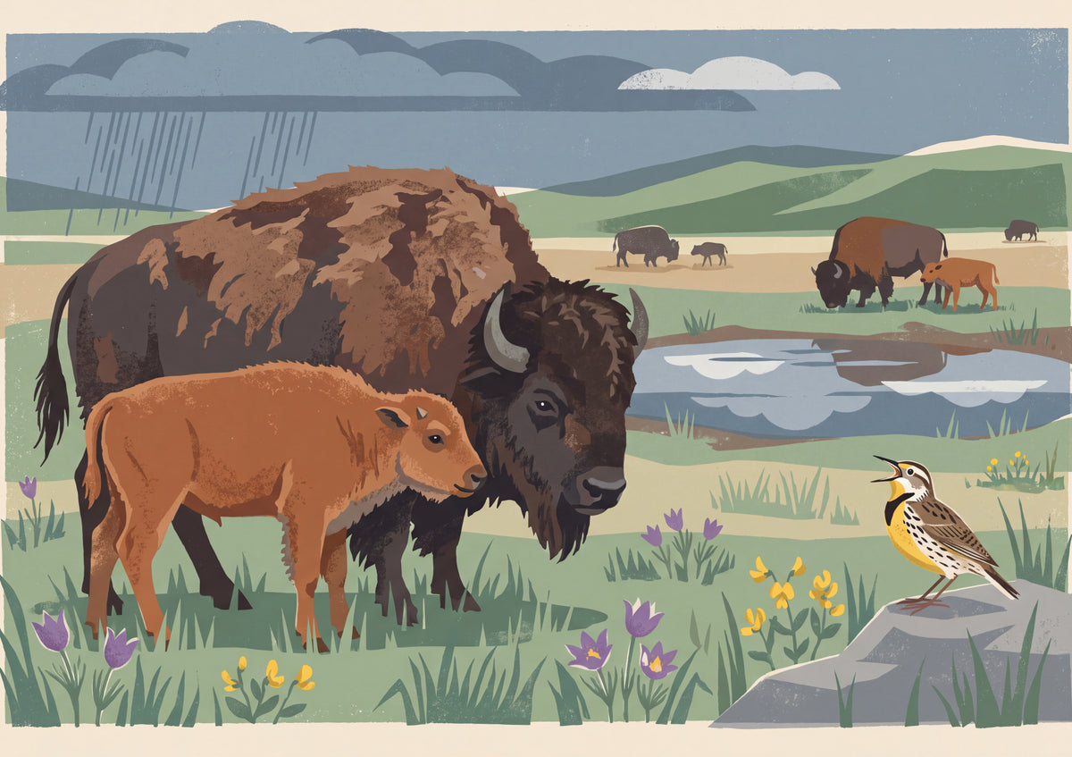 Bison Calf in the Spring Grass jigsaw puzzle