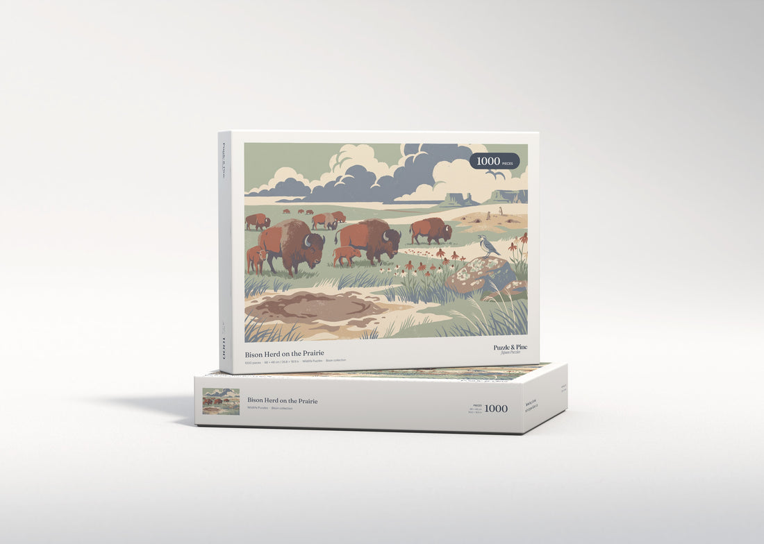 Bison Herd on the Prairie jigsaw puzzle - gift box