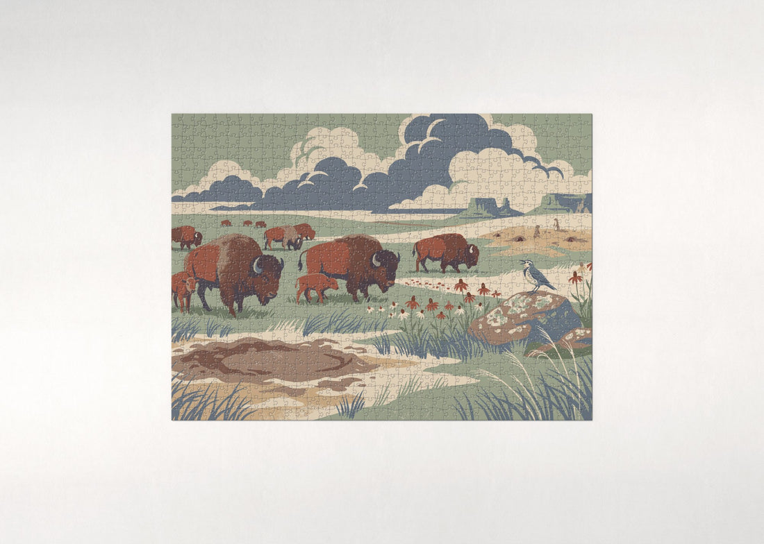 Bison Herd on the Prairie jigsaw puzzle - gift box