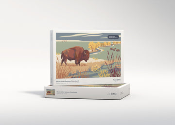 Bison in the Autumn Grasslands jigsaw puzzle - gift box