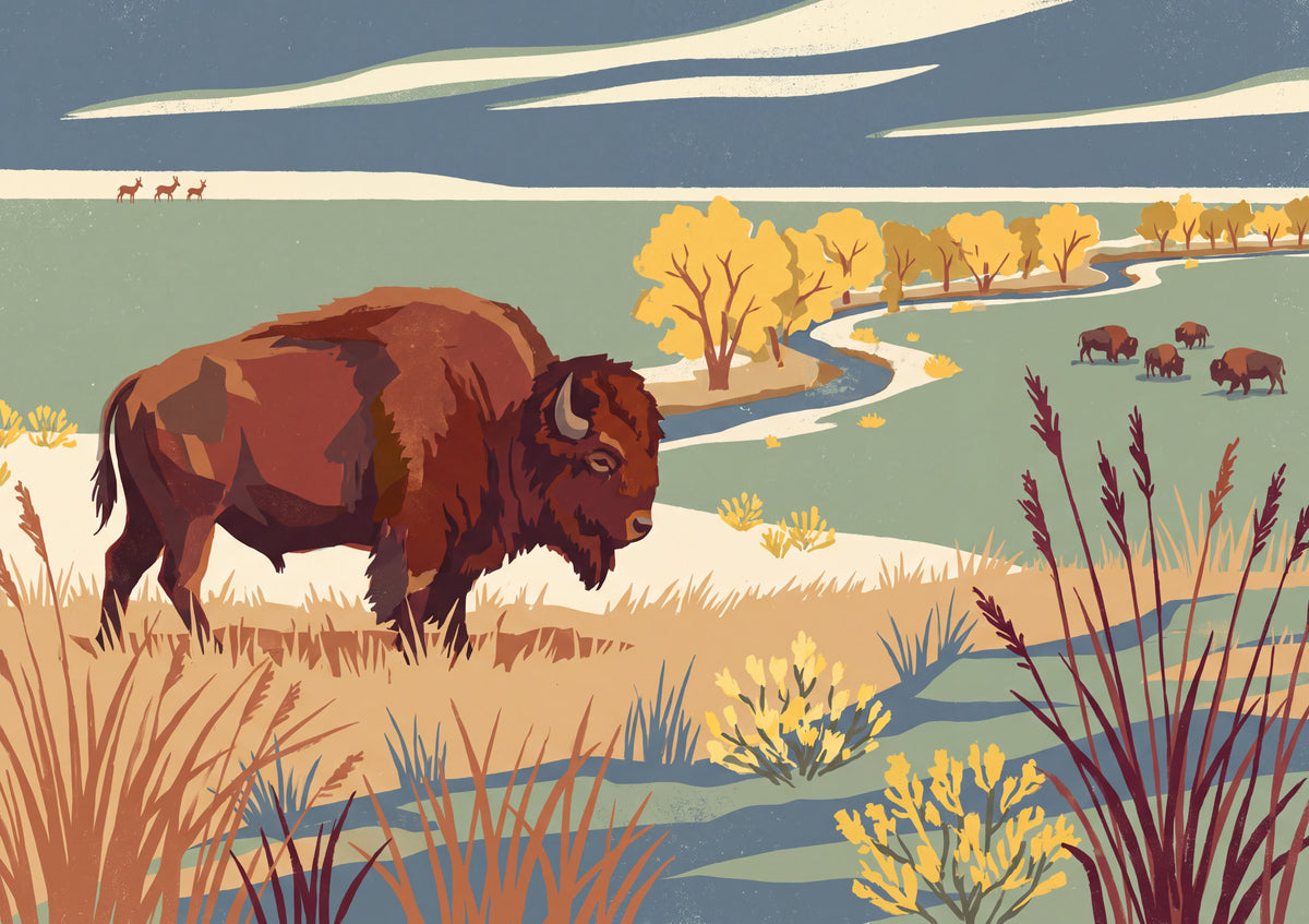 Bison in the Autumn Grasslands jigsaw puzzle