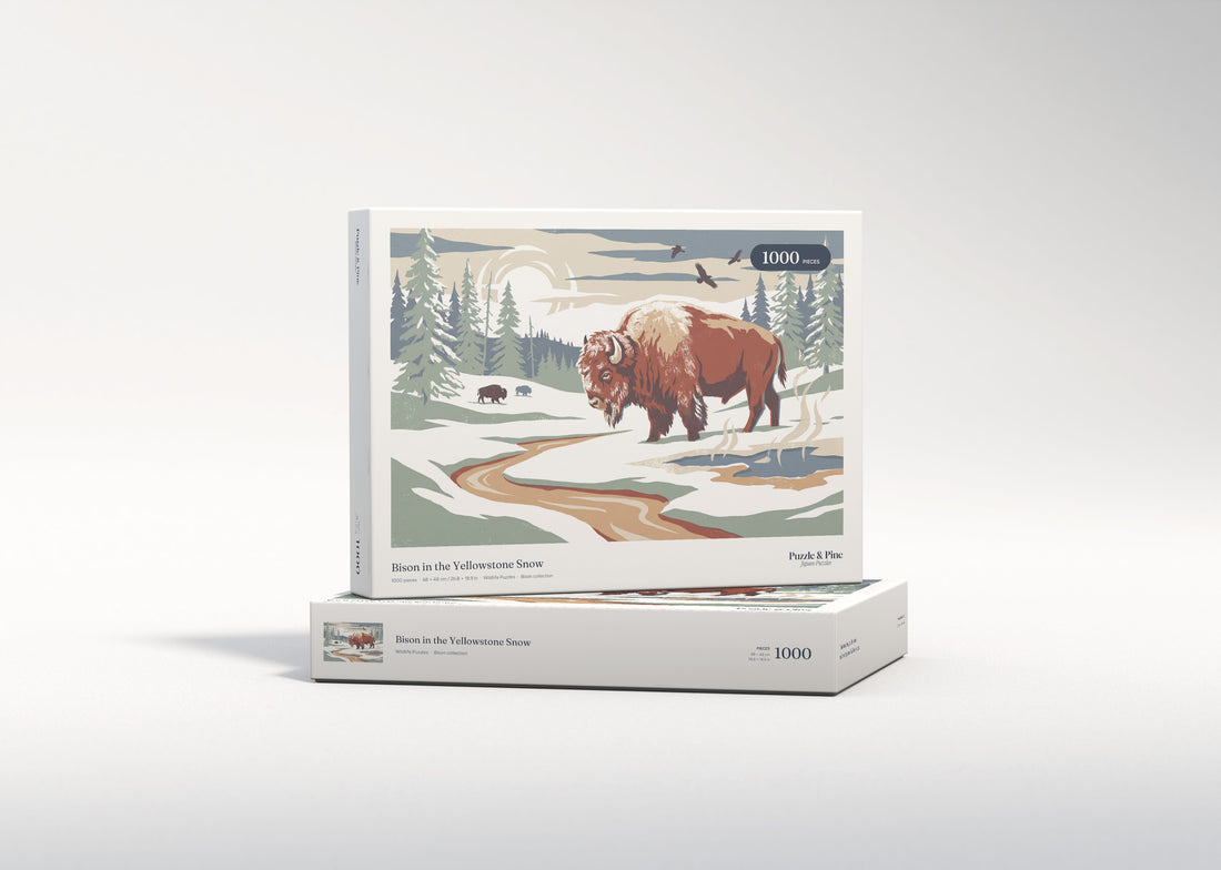 Bison in the Yellowstone Snow jigsaw puzzle - gift box