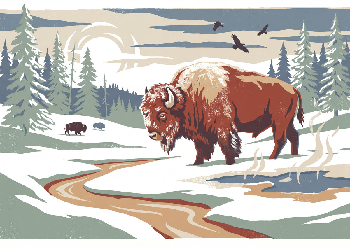 Bison in the Yellowstone Snow jigsaw puzzle