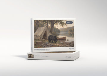 Black Bear at the Autumn Campsite jigsaw puzzle - gift box