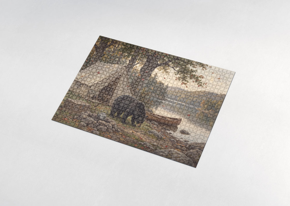 Black Bear at the Autumn Campsite jigsaw puzzle - assembled puzzle