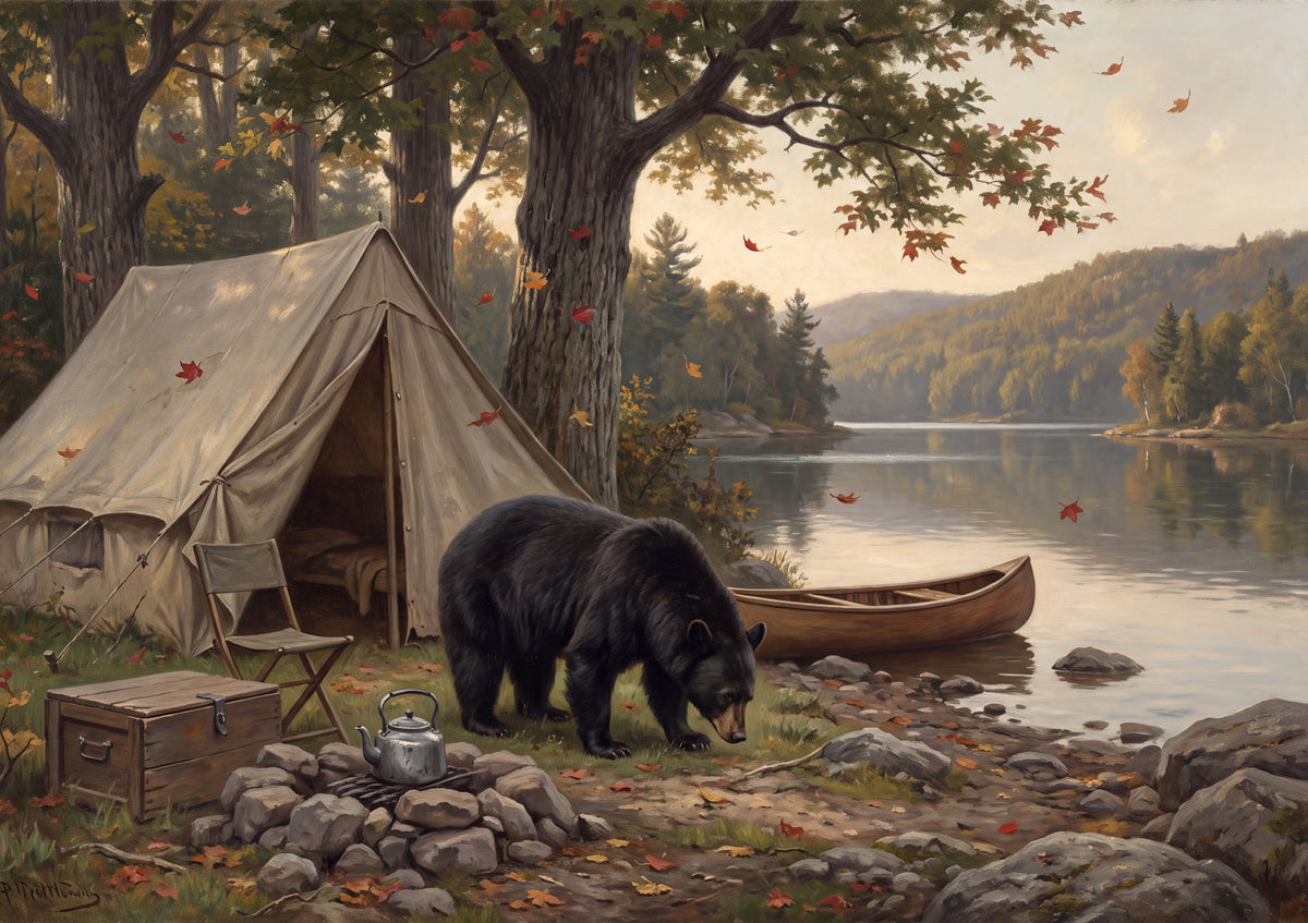 Black Bear at the Autumn Campsite jigsaw puzzle
