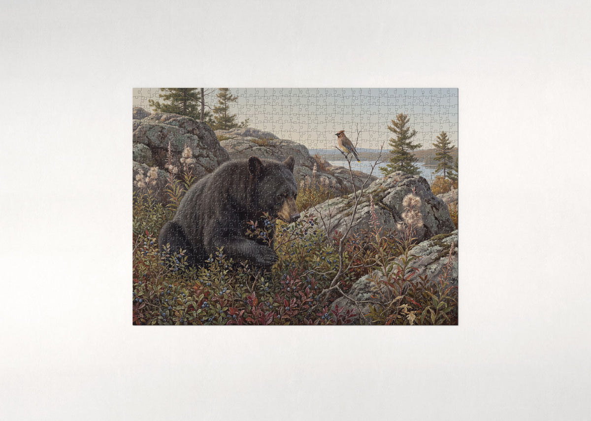 Black Bear at the Blueberry Patch jigsaw puzzle - flat puzzle