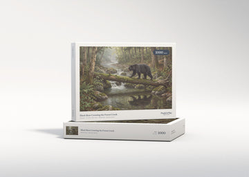 Black Bear Crossing the Forest Creek jigsaw puzzle - gift box