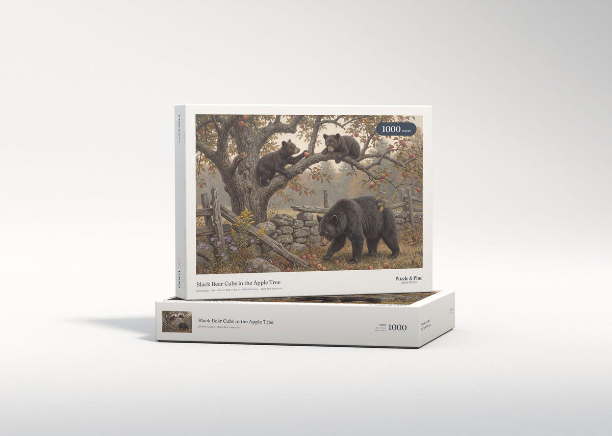 Black Bear Cubs in the Apple Tree jigsaw puzzle - gift box