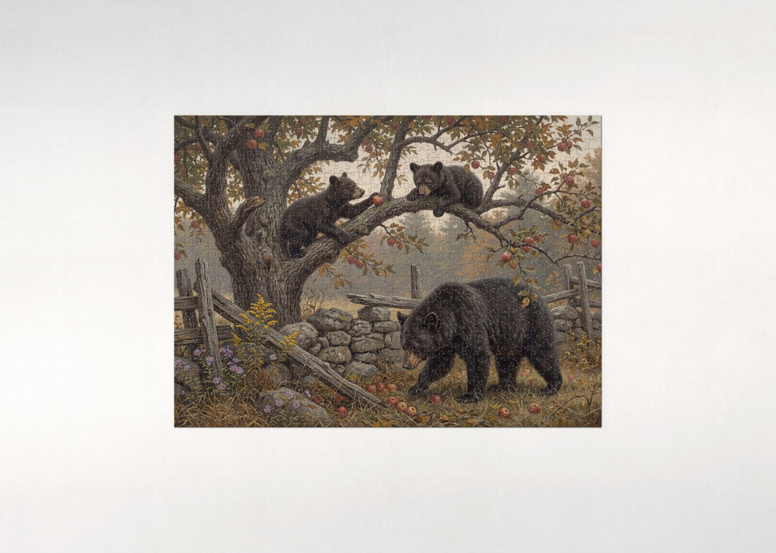 Black Bear Cubs in the Apple Tree jigsaw puzzle - gift box
