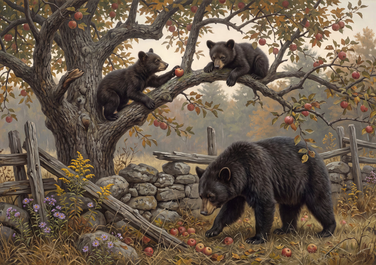 Black Bear Cubs in the Apple Tree jigsaw puzzle