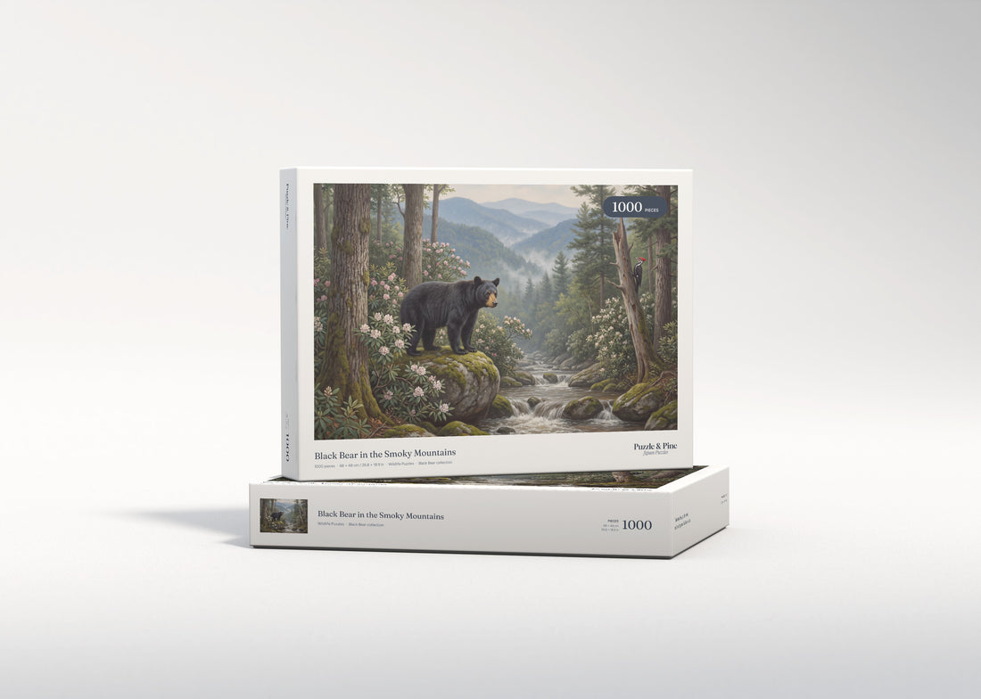Black Bear in the Smoky Mountains jigsaw puzzle - gift box