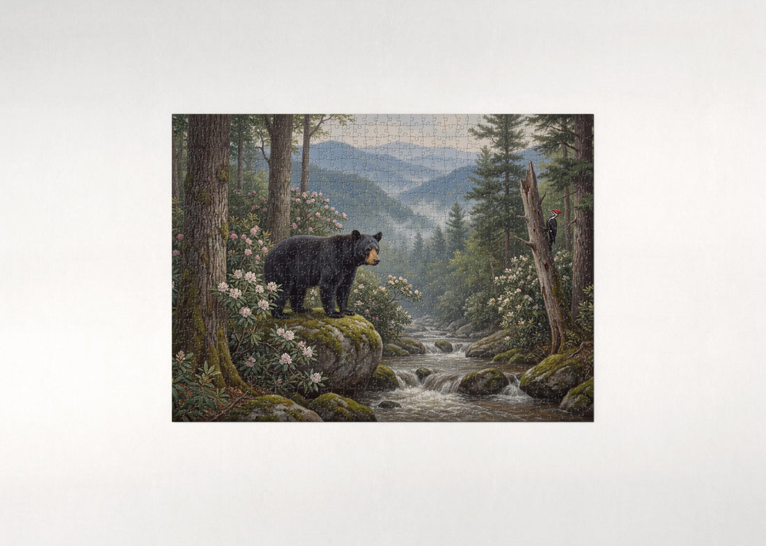 Black Bear in the Smoky Mountains jigsaw puzzle - gift box