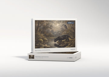 Black Panther at the Moonlit Pool jigsaw puzzle - gift box