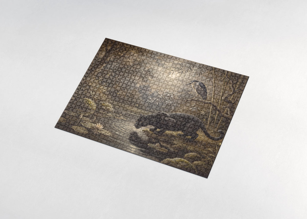 Black Panther at the Moonlit Pool jigsaw puzzle - assembled puzzle