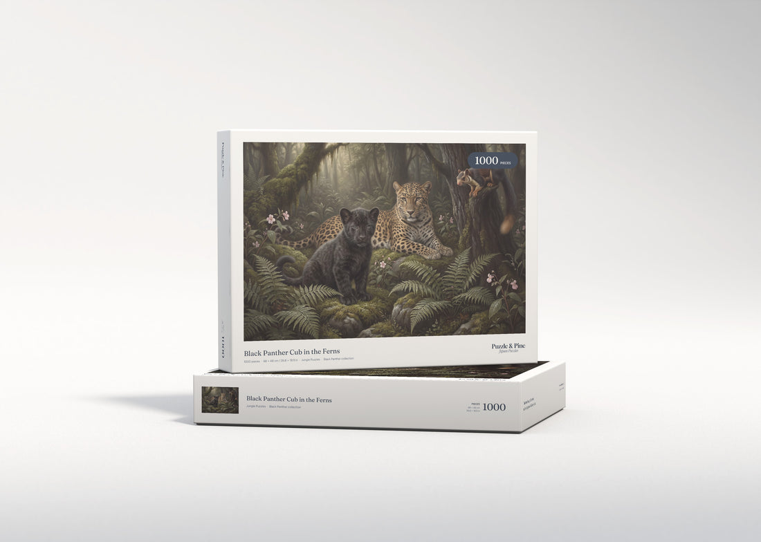 Black Panther Cub in the Ferns jigsaw puzzle - gift box