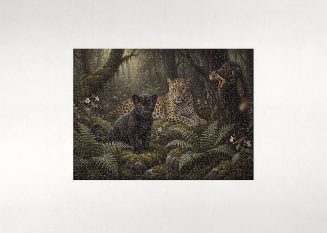 Black Panther Cub in the Ferns jigsaw puzzle - gift box