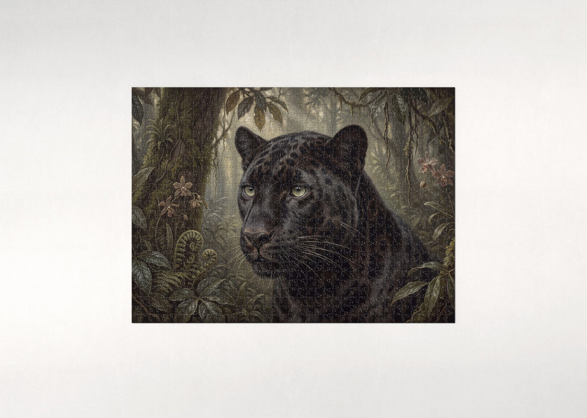 Black Panther Portrait with Green Eyes jigsaw puzzle - flat puzzle