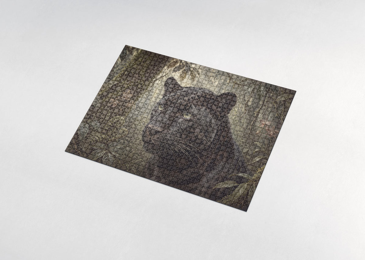 Black Panther Portrait with Green Eyes jigsaw puzzle - assembled puzzle