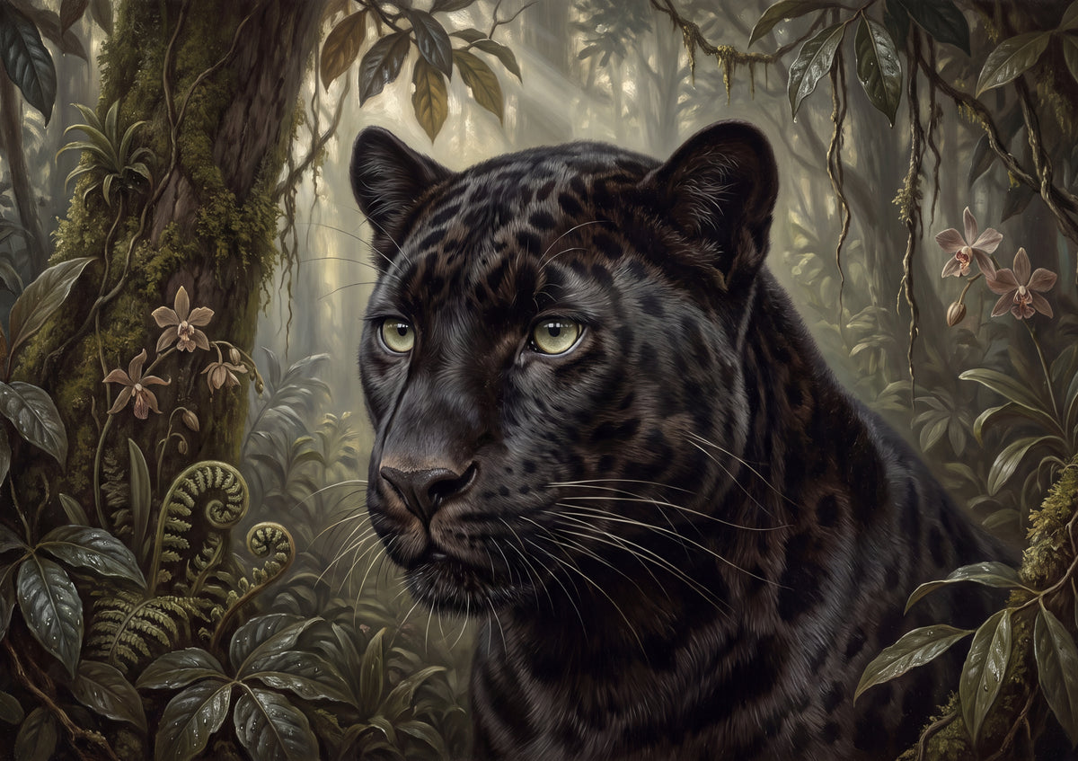 Black Panther Portrait with Green Eyes jigsaw puzzle