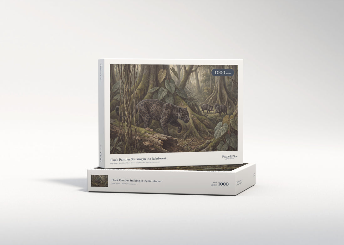 Black Panther Stalking in the Rainforest jigsaw puzzle - gift box
