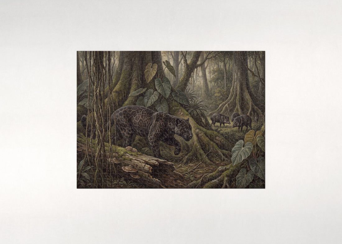 Black Panther Stalking in the Rainforest jigsaw puzzle - gift box