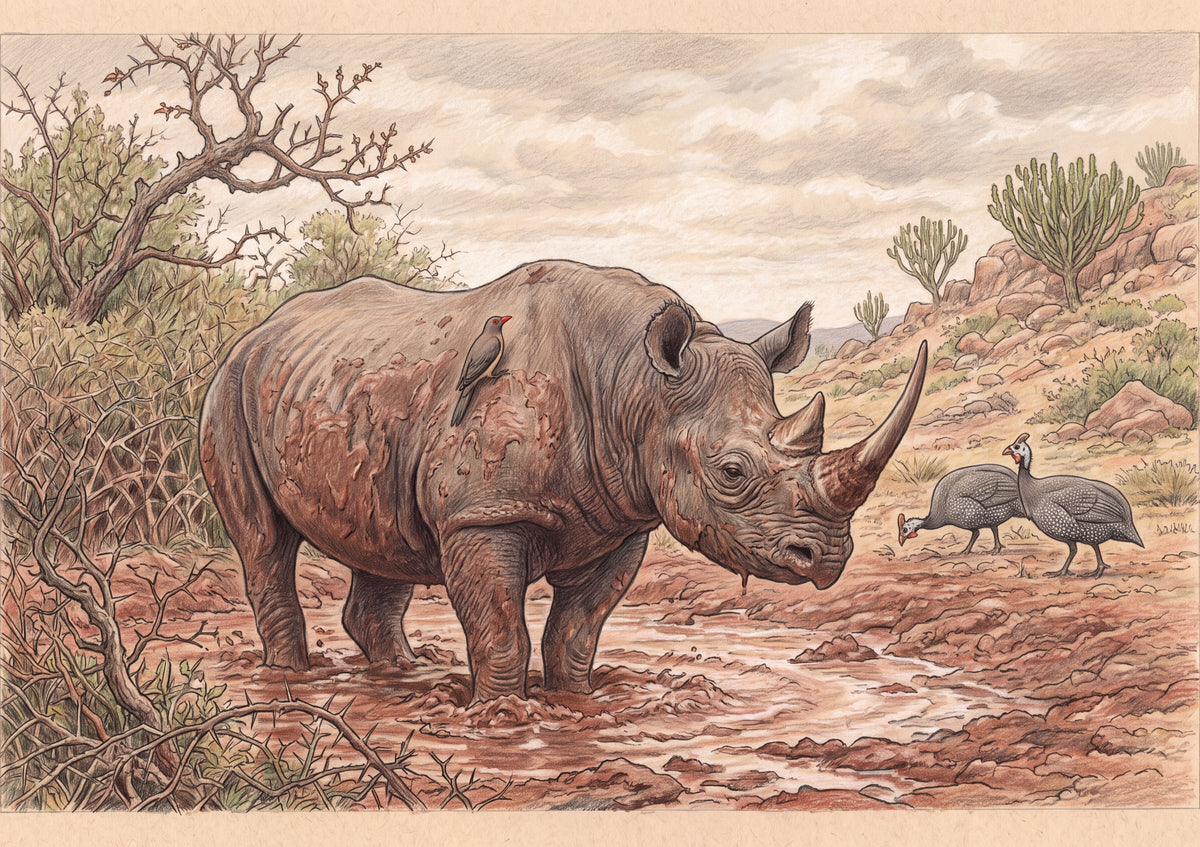 Black Rhino at the Mud Wallow jigsaw puzzle