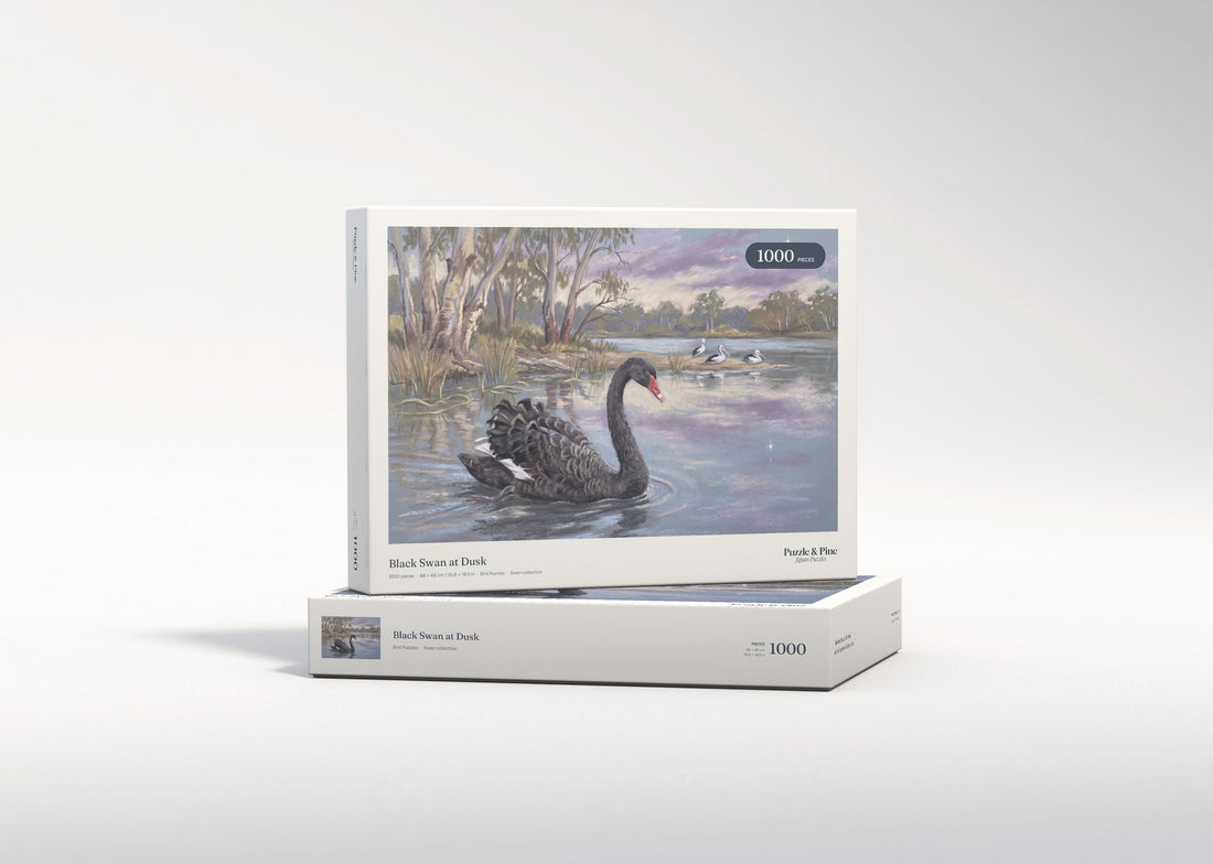 Black Swan at Dusk jigsaw puzzle - gift box