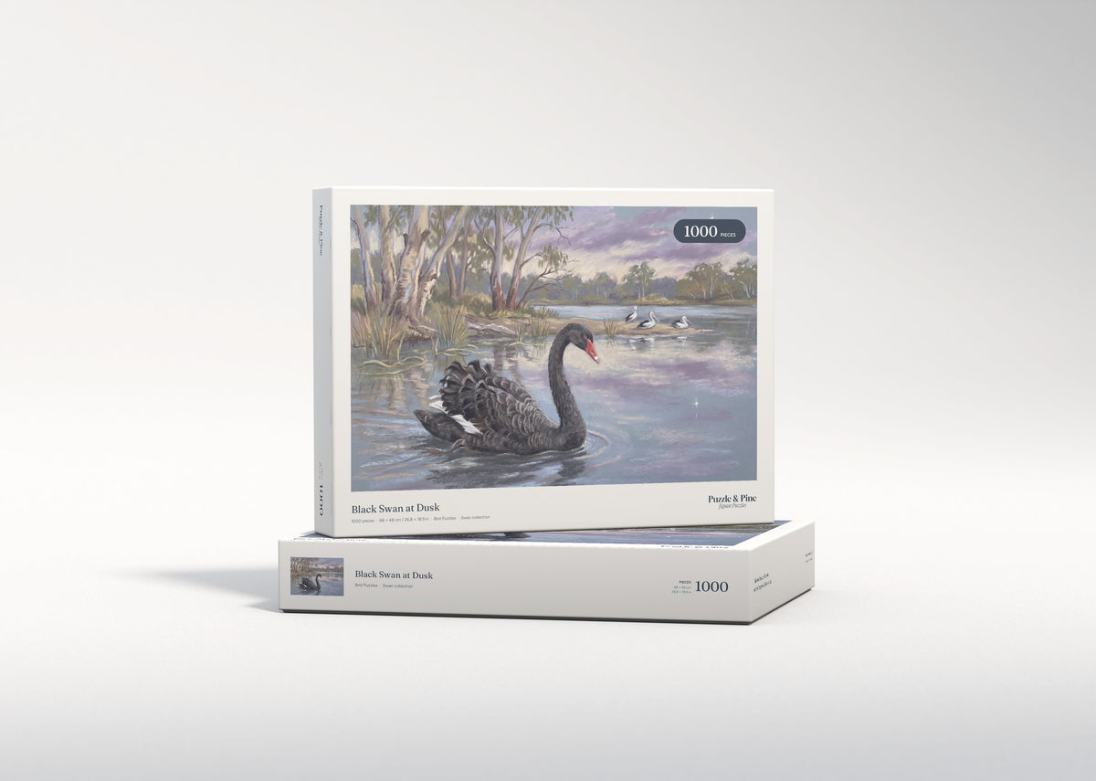 Black Swan at Dusk jigsaw puzzle - gift box