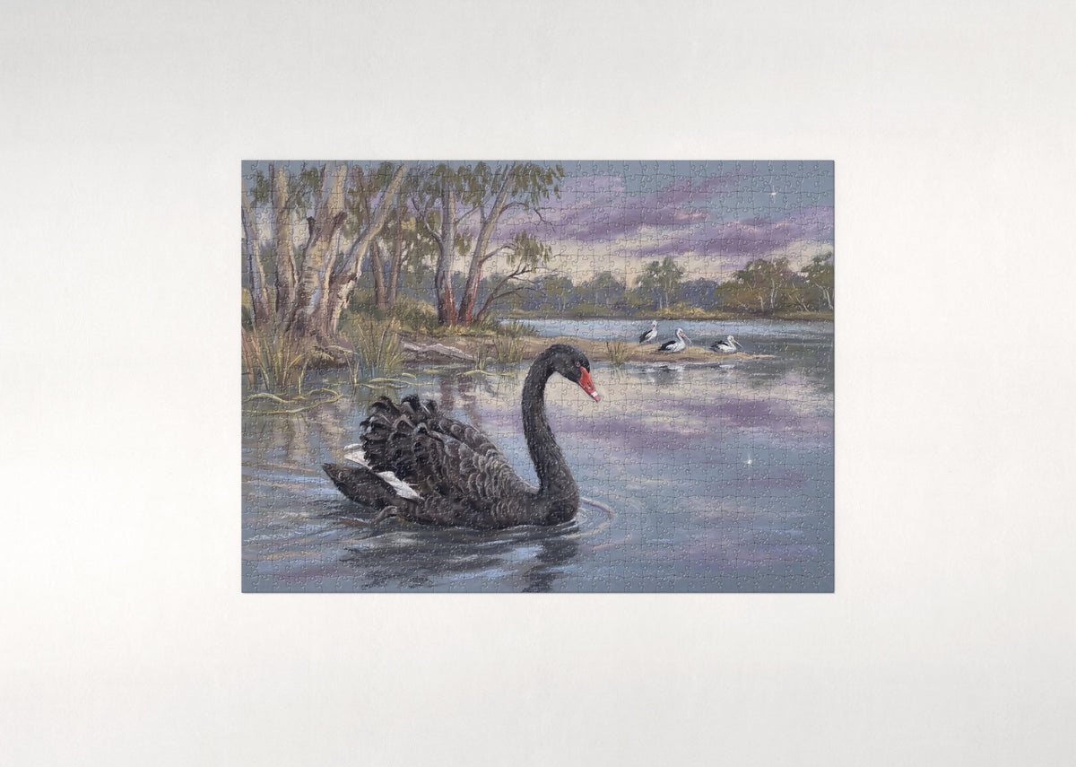 Black Swan at Dusk jigsaw puzzle - flat puzzle