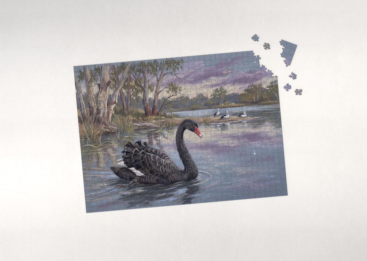 Black Swan at Dusk jigsaw puzzle - puzzle with loose pieces