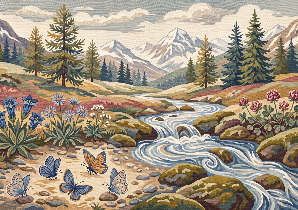 Blue Butterflies at the Mountain Stream jigsaw puzzle
