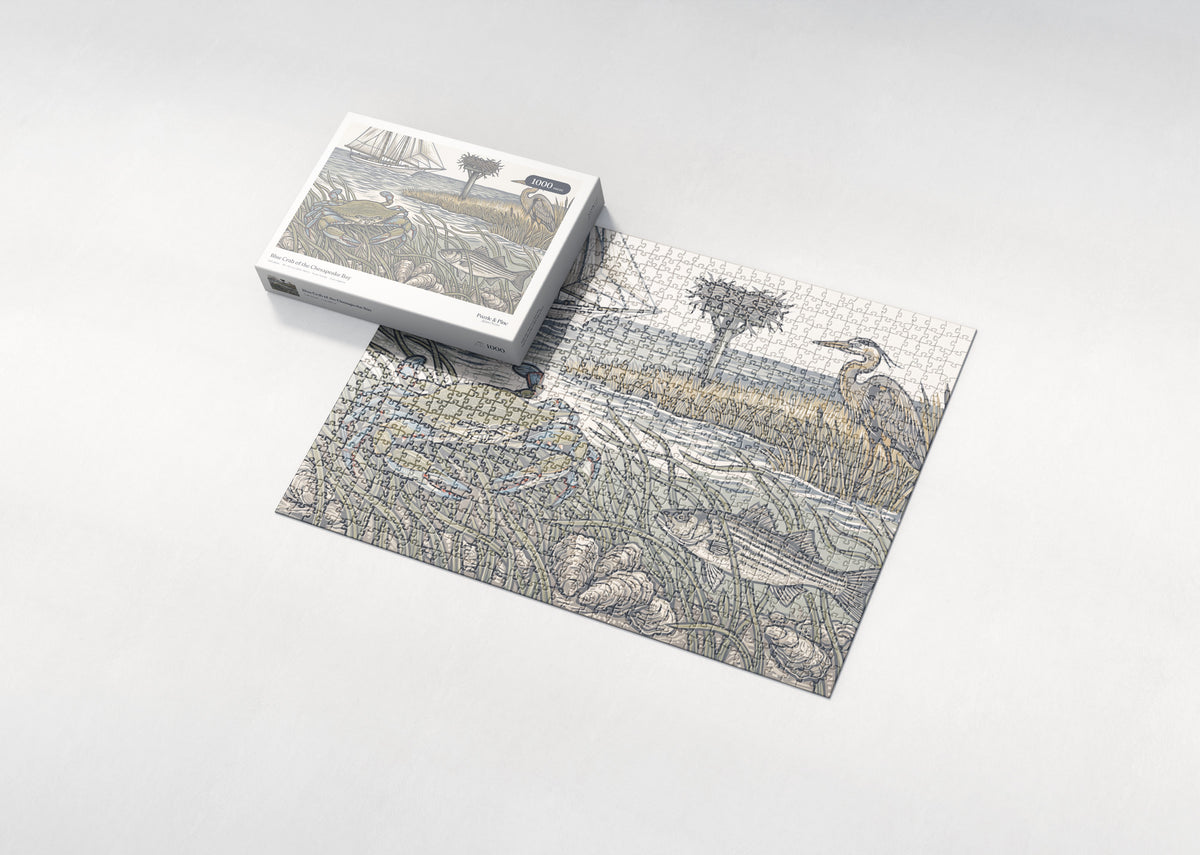 Blue Crab of the Chesapeake Bay jigsaw puzzle - box and puzzle