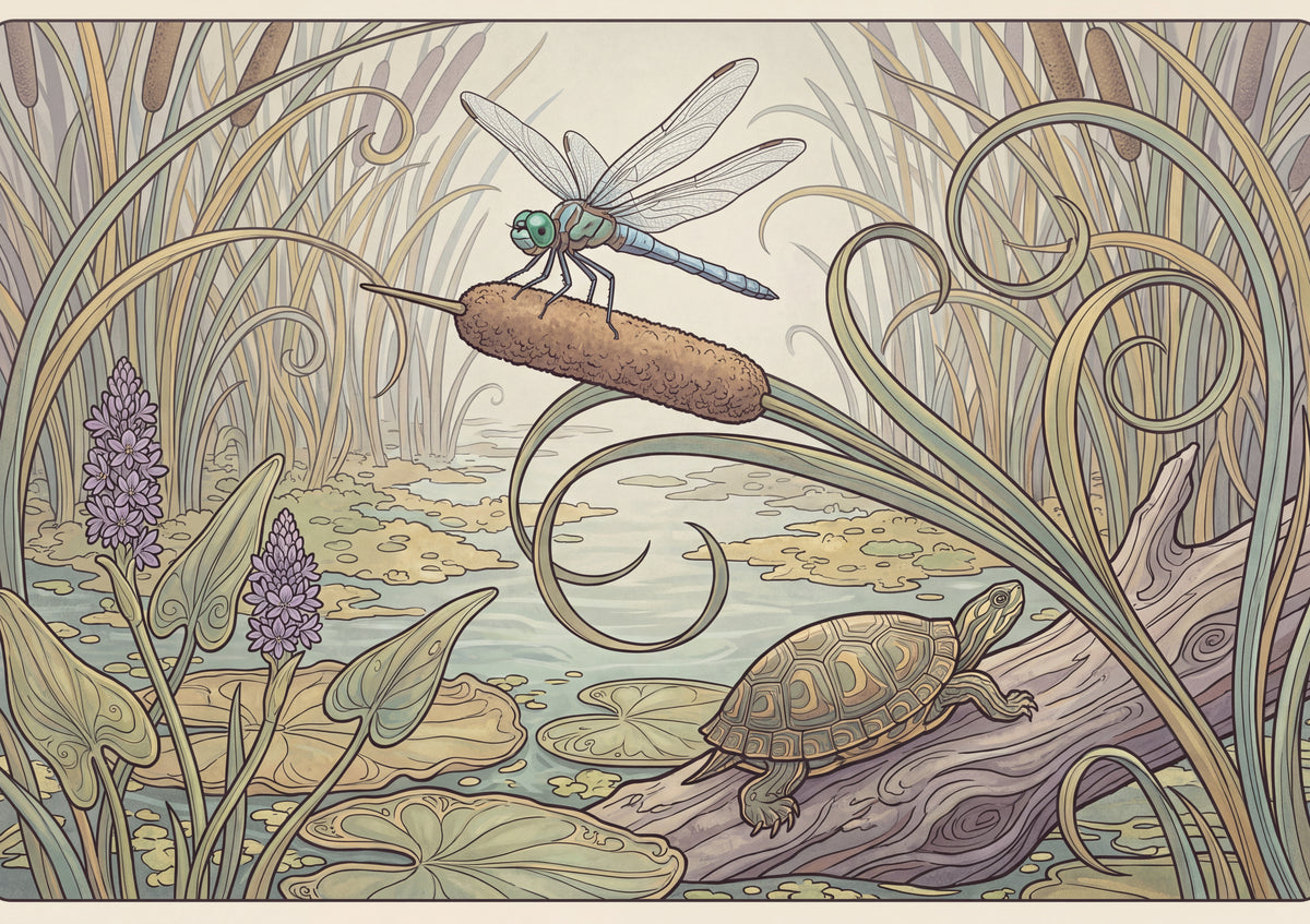 Blue Dragonfly on the Cattail jigsaw puzzle